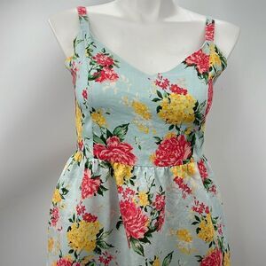 Cynthia Rowley floral with pockets 100% linen dress size 12
